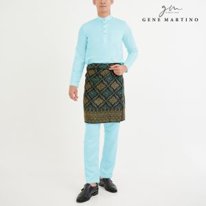 Gene Martino Baju Melayu Premium Dull Satin Slim Fit 333 - Baby Blue 72