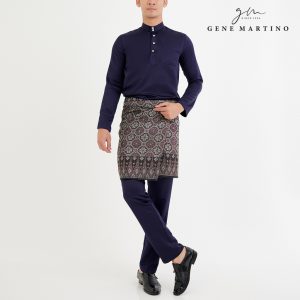 Gene Martino Baju Melayu Premium Dull Satin Slim Fit 333 - Blue 79