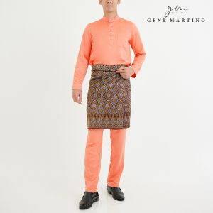Gene Martino Baju Melayu Premium Dull Satin Slim Fit 333 - Tangering 34