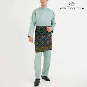 Gene Martino Gene Martino Baju Melayu Premium Dull Satin Classic Fit 777 - 81 Smokey Green