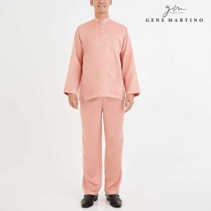 Gene Martino Baju Melayu Premium Dull Satin Classic Fit 777 - Bonny Peach 34