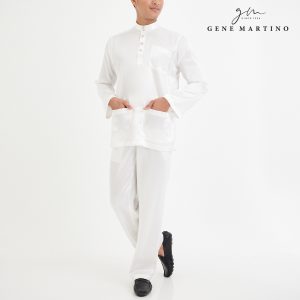 Gene Martino Baju Melayu Satin Classic Fit 555 - White 01